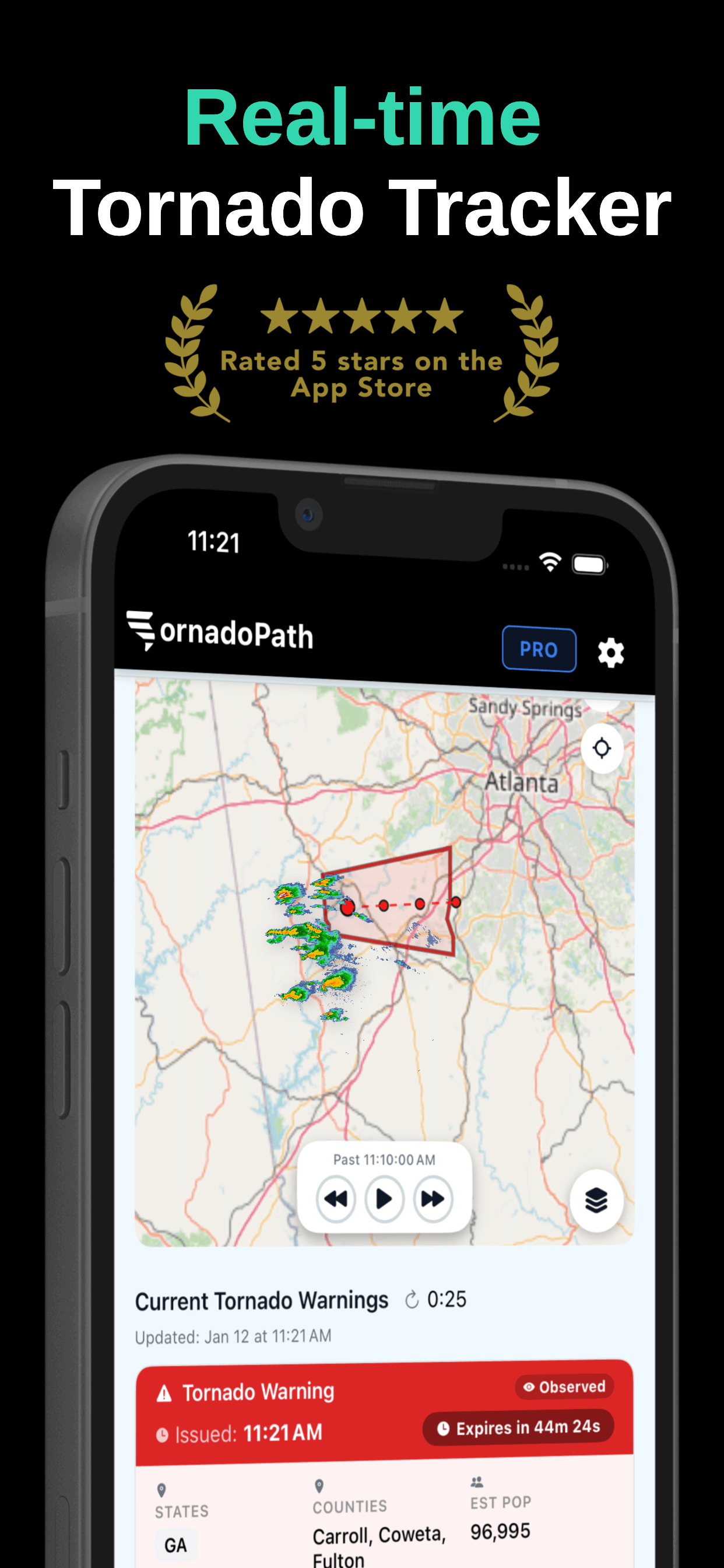 Tornado Warning - Real-time tornado warnings on interactive map