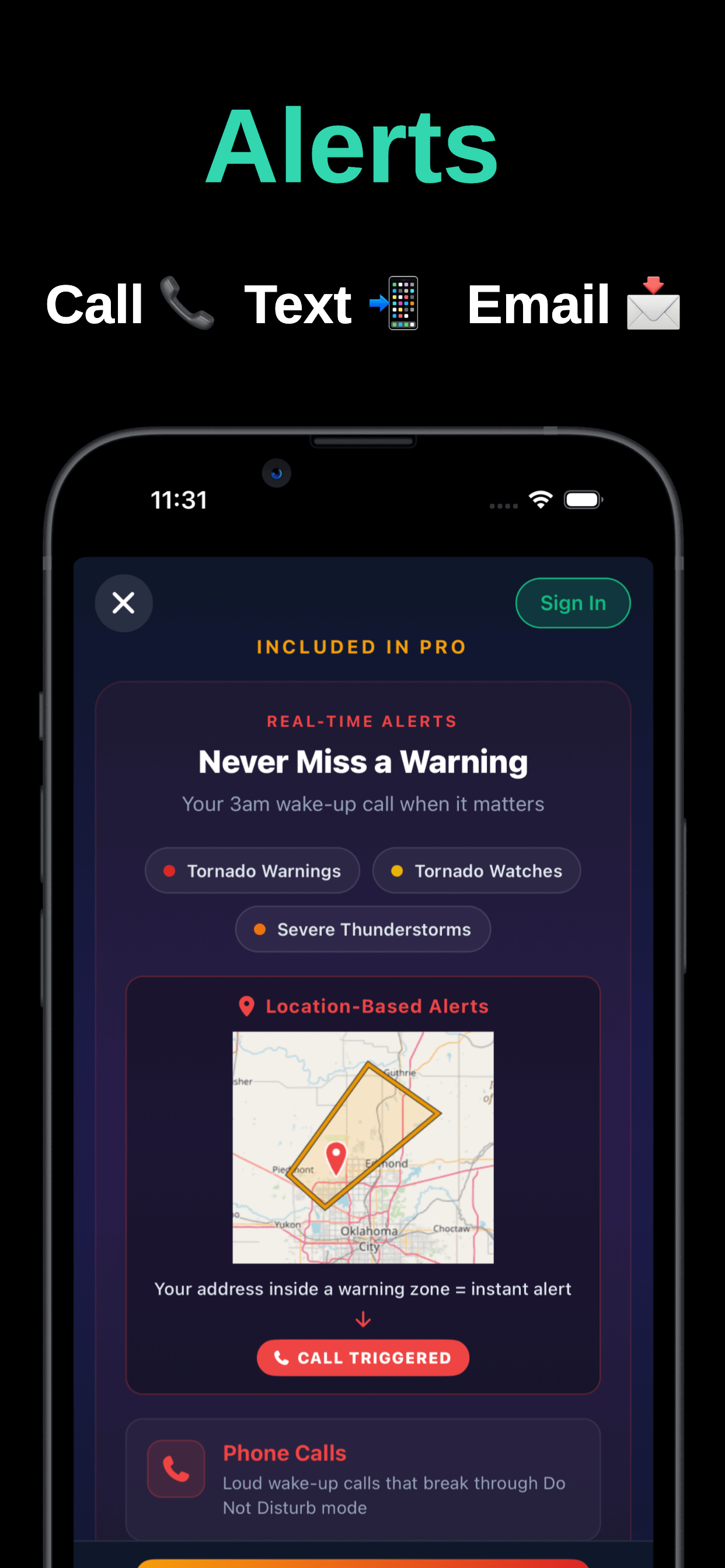 Premium Alerts - Phone call, text, and email severe weather alerts