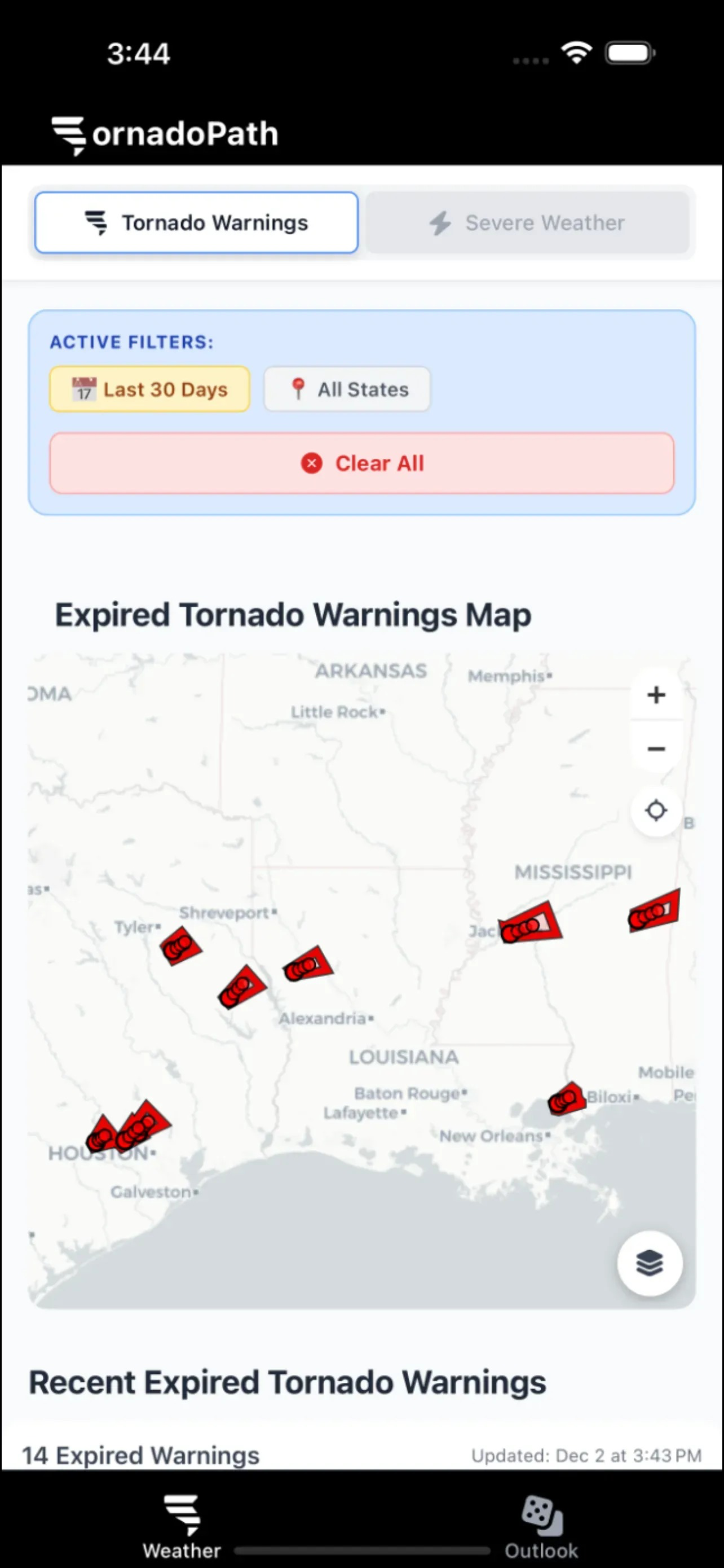 Tornado Watch - Monitor active tornado watch areas