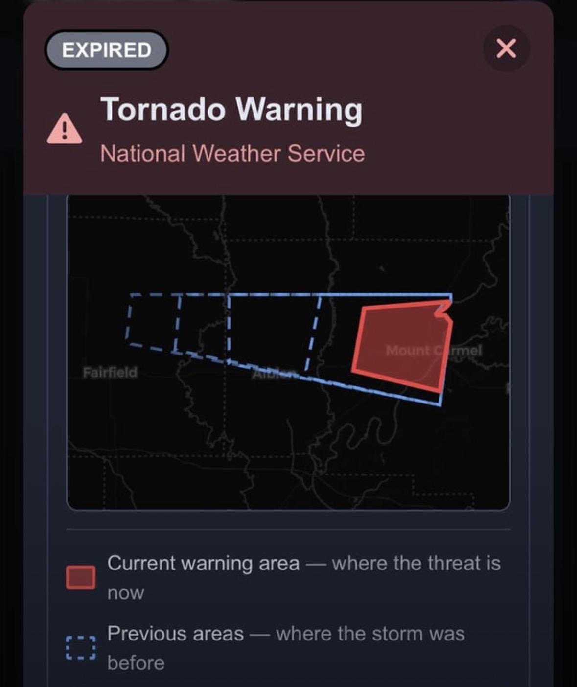 Polygon progression showing storm tracking